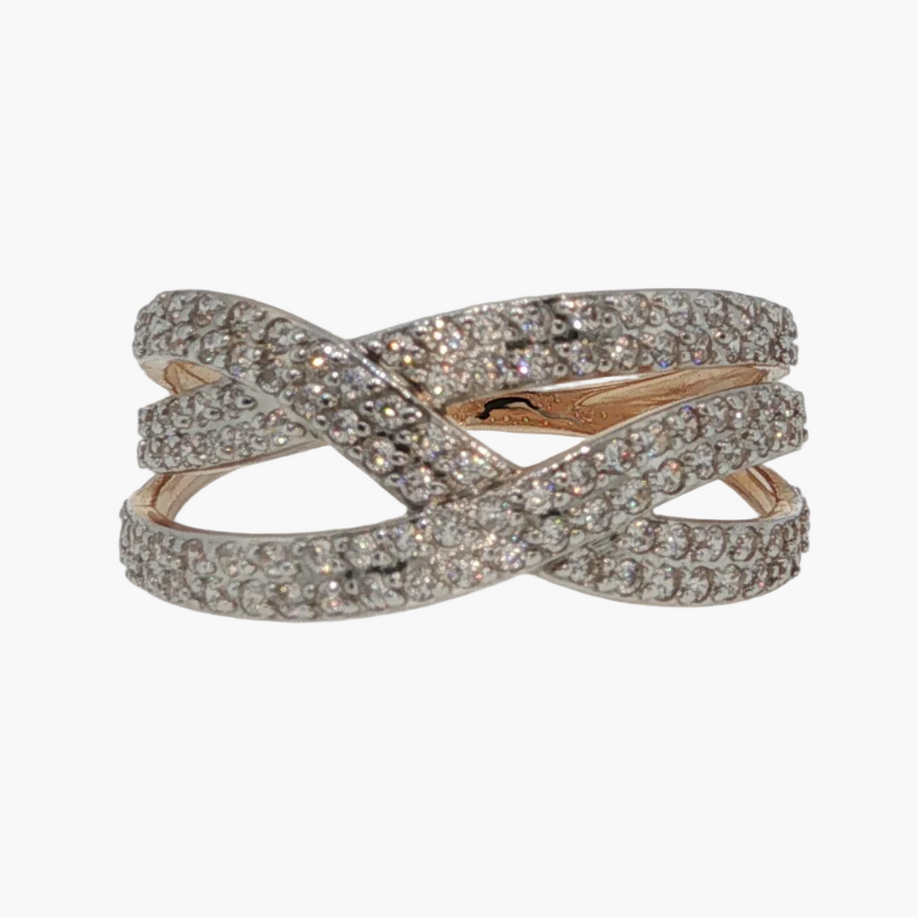 Diamond Pavé Criss-Cross Cocktail Ring in Rose Gold