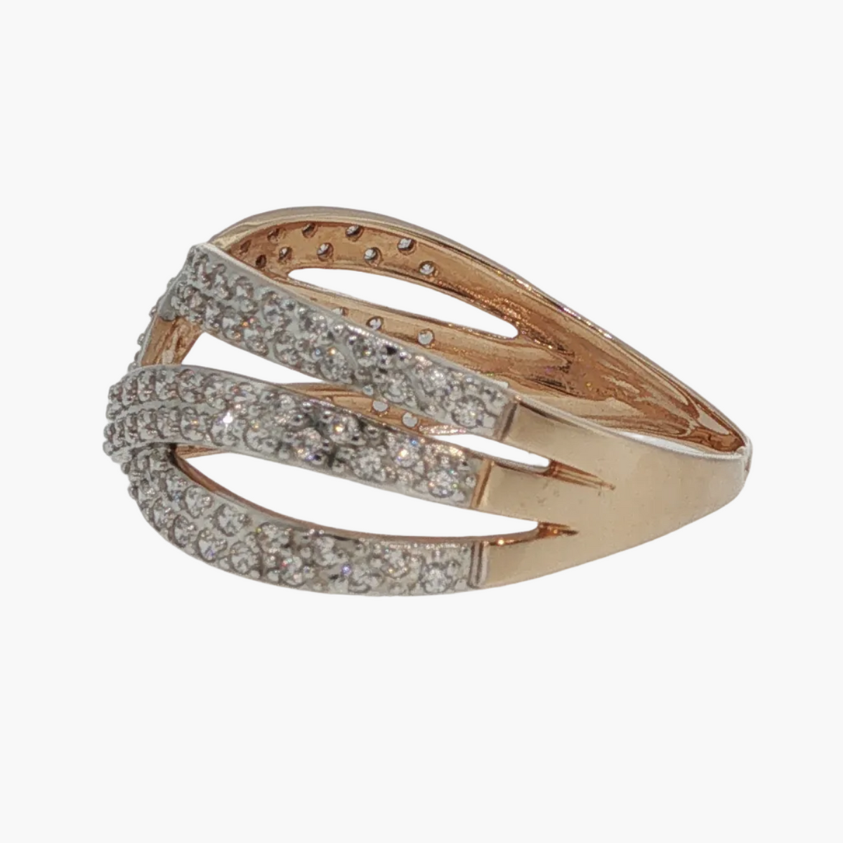 Diamond Pavé Criss-Cross Cocktail Ring in Rose Gold