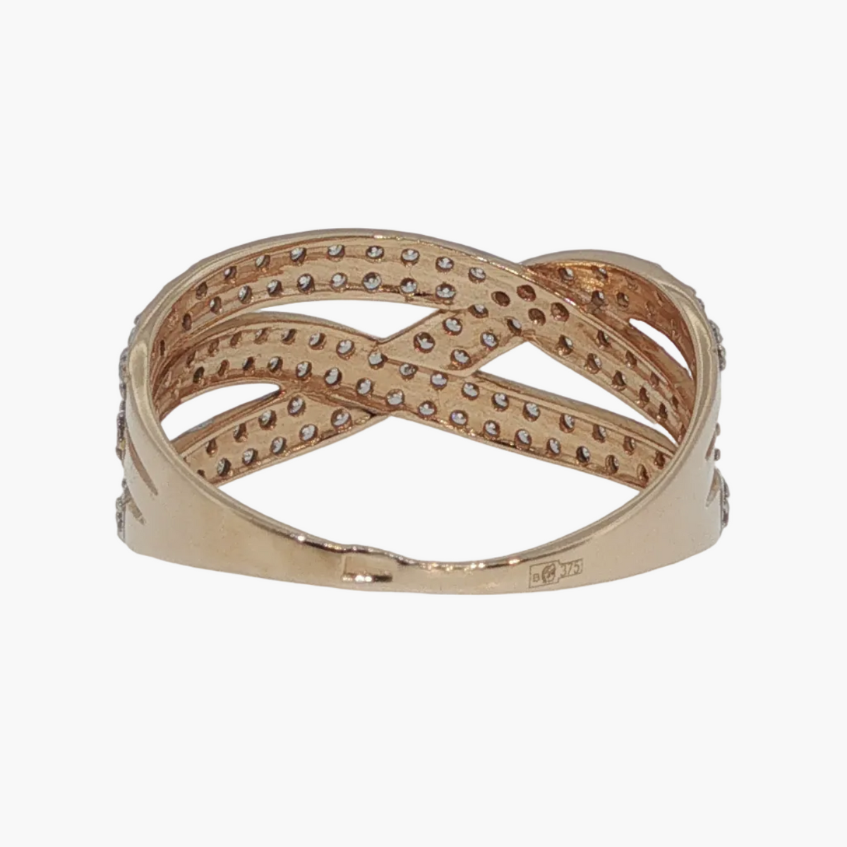 Diamond Pavé Criss-Cross Cocktail Ring in Rose Gold