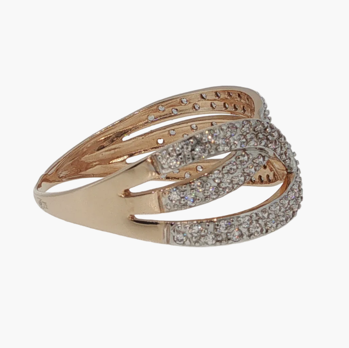Diamond Pavé Criss-Cross Cocktail Ring in Rose Gold
