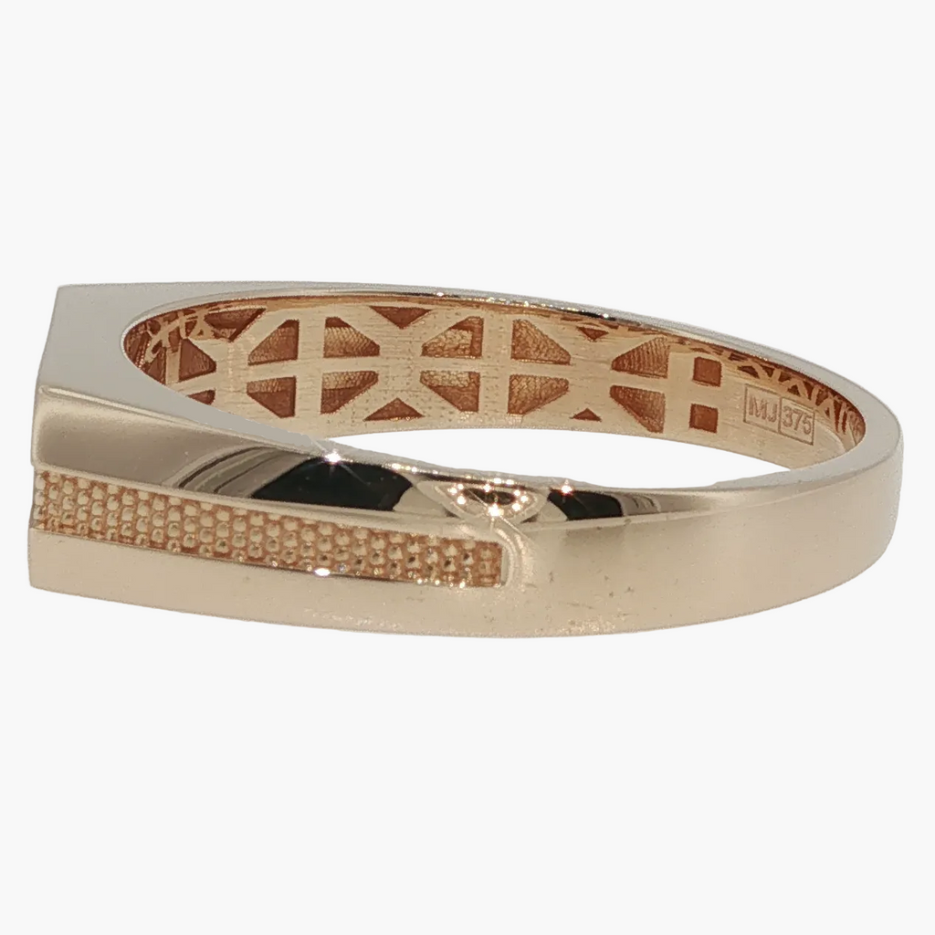 Rose Gold Diamond Cluster Signet Ring with Textured Band