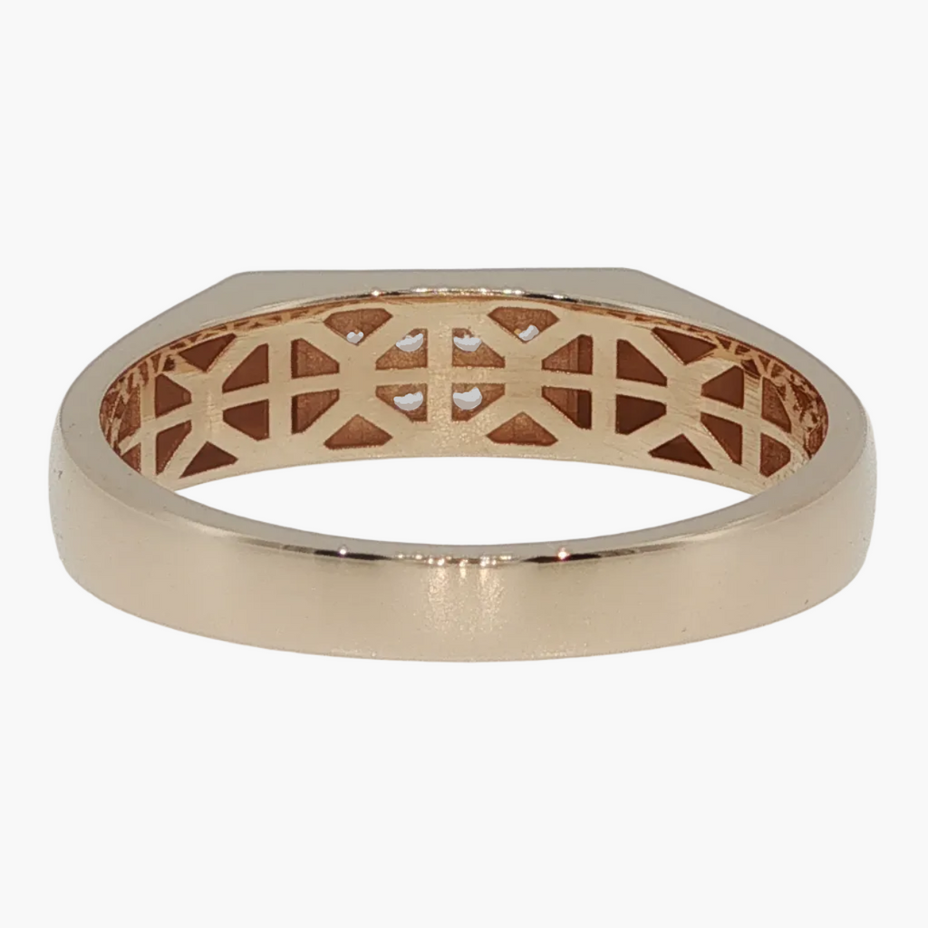 Rose Gold Diamond Cluster Signet Ring with Textured Band