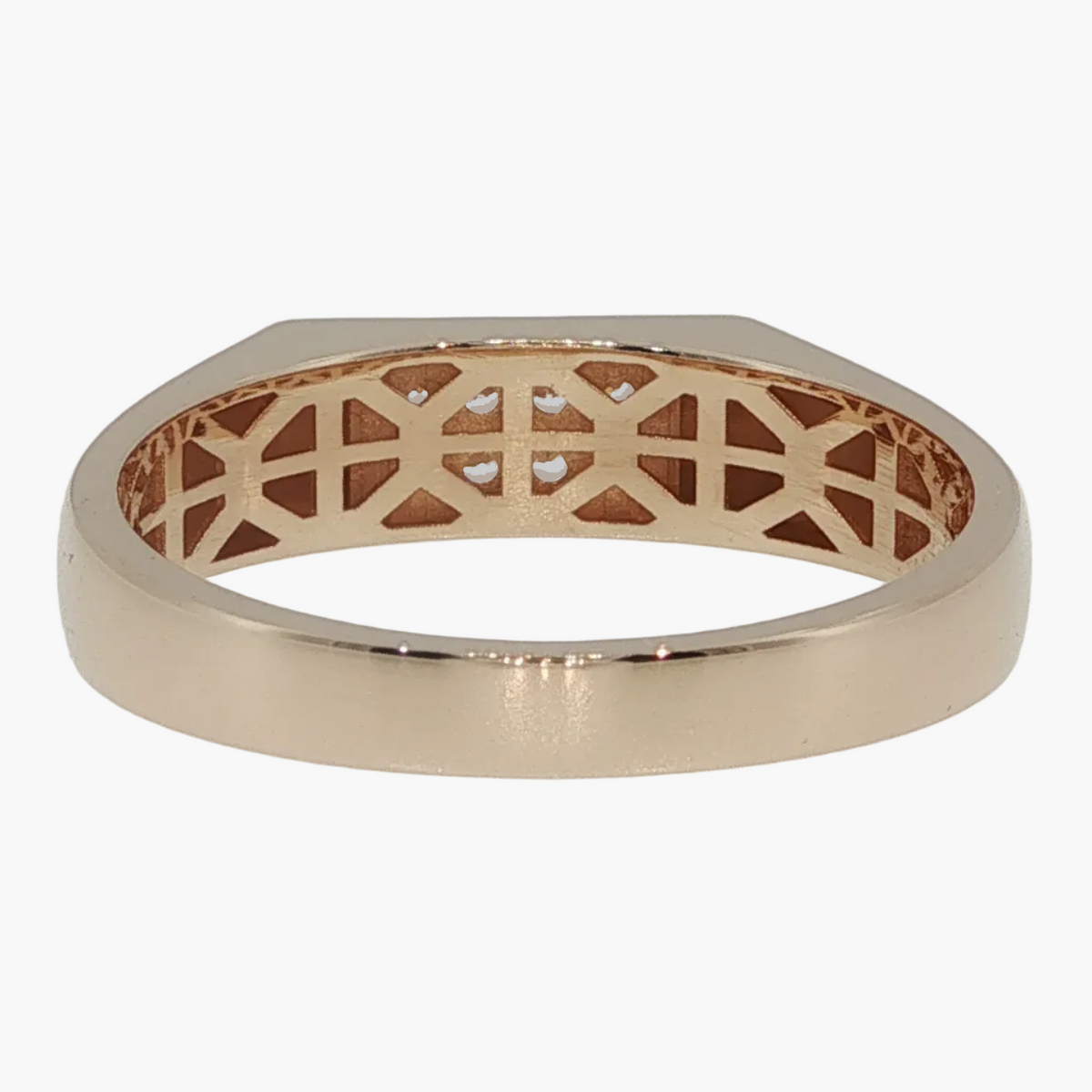 Rose Gold Diamond Cluster Signet Ring with Textured Band