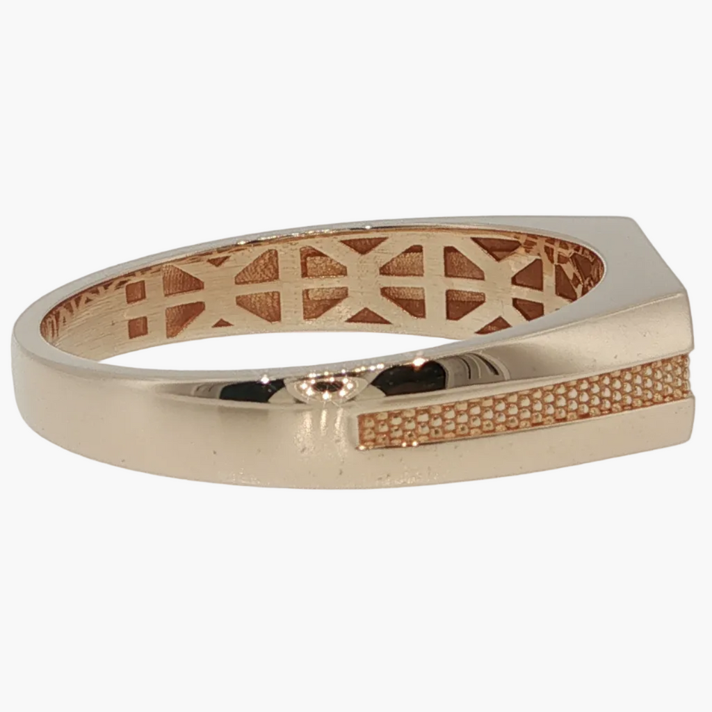 Rose Gold Diamond Cluster Signet Ring with Textured Band