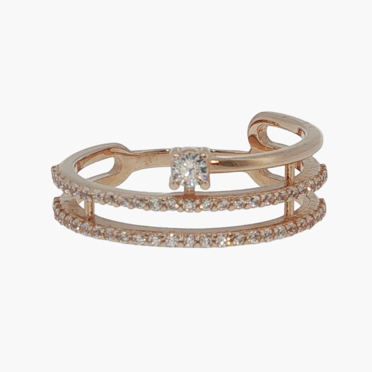 Multi-Row Diamond Stackable Ring in Rose Gold