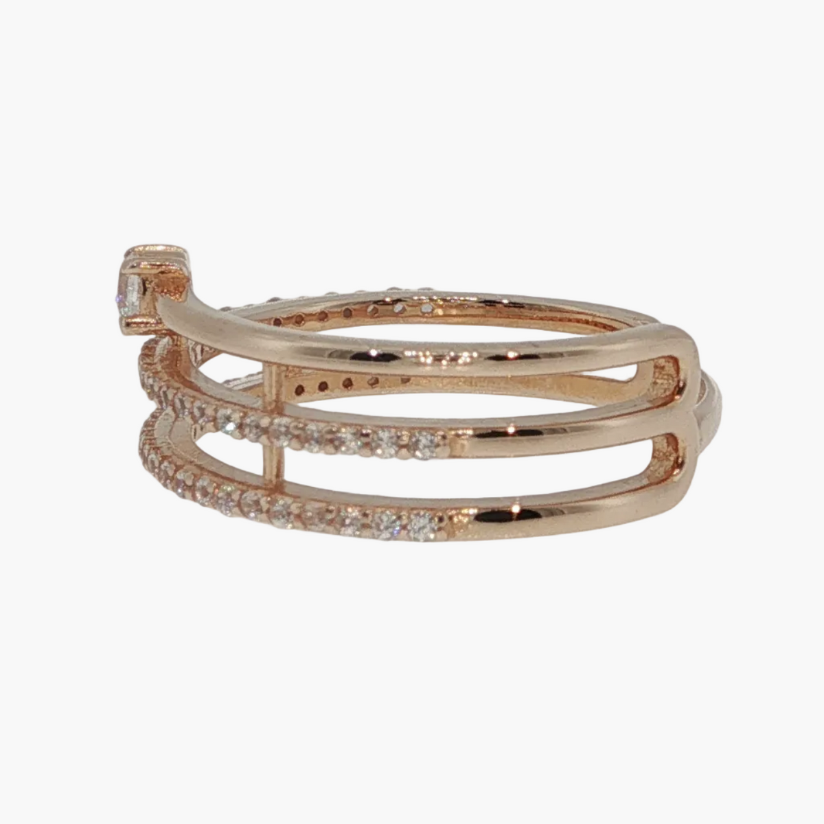 Multi-Row Diamond Stackable Ring in Rose Gold