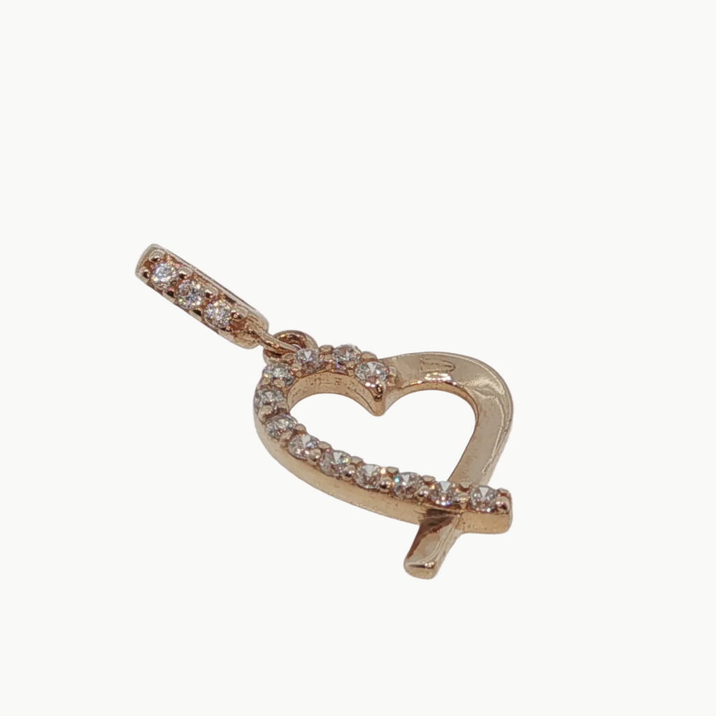 Diamond Pave Crossover Heart Pendant — Rose Gold