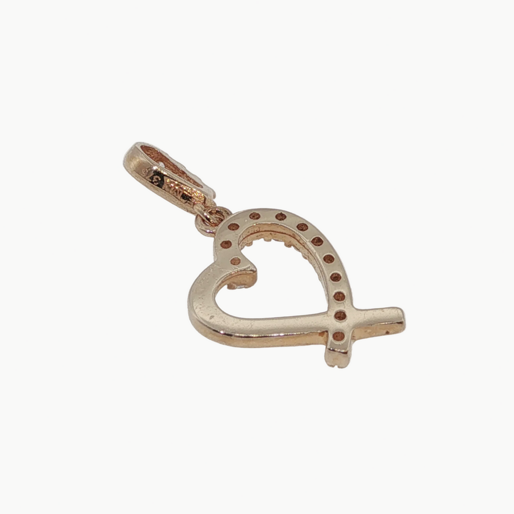 Diamond Pave Crossover Heart Pendant — Rose Gold