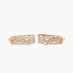 Three-Row Diamond Hoop Earrings in Rose Gold