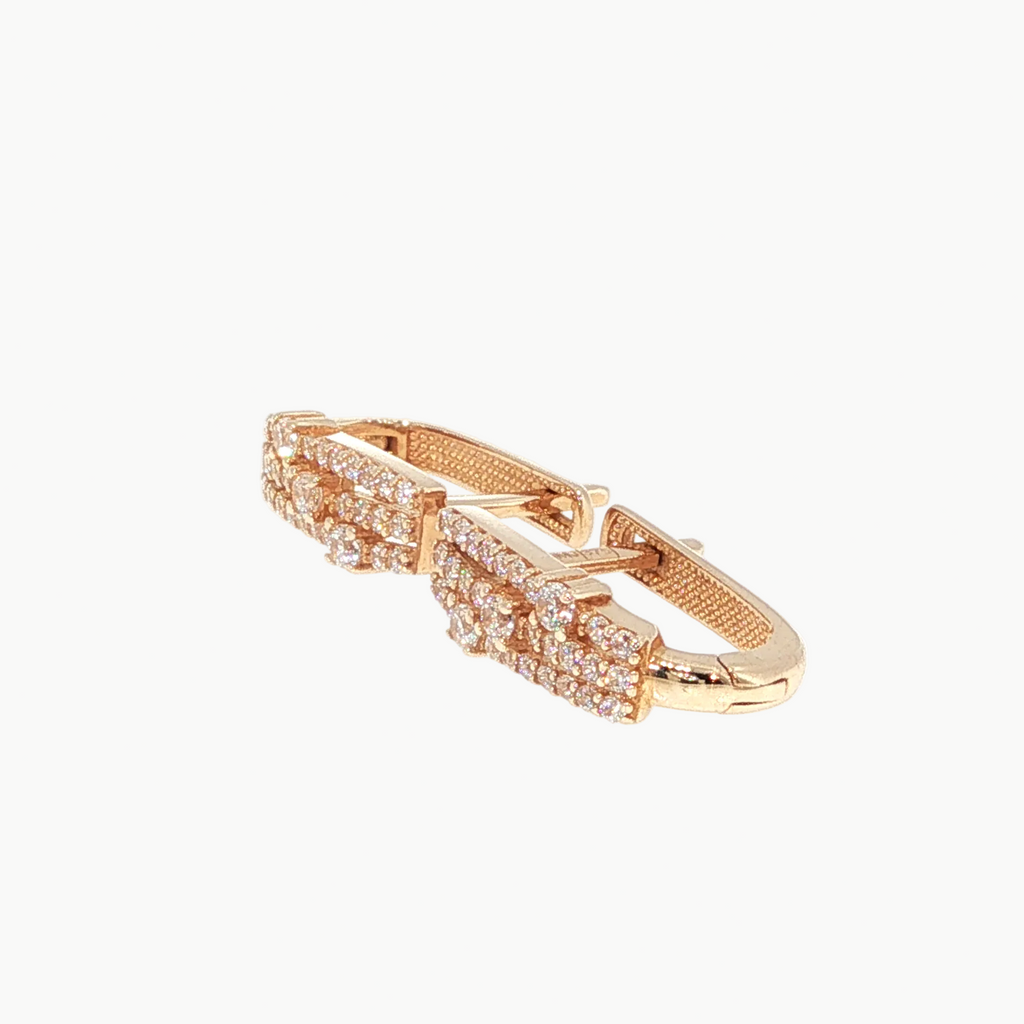 Three-Row Diamond Hoop Earrings in Rose Gold