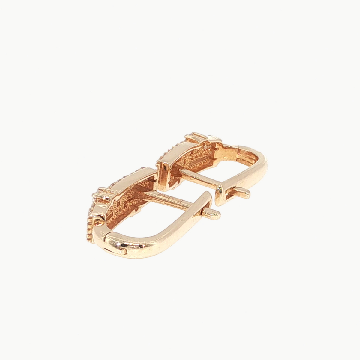 Three-Row Diamond Hoop Earrings in Rose Gold