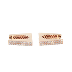 Diamond Pavé Geometric Hoop Earrings in Rose Gold