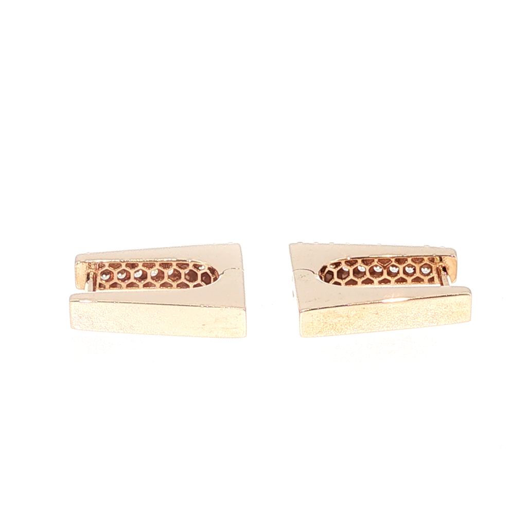 Diamond Pavé Geometric Hoop Earrings in Rose Gold