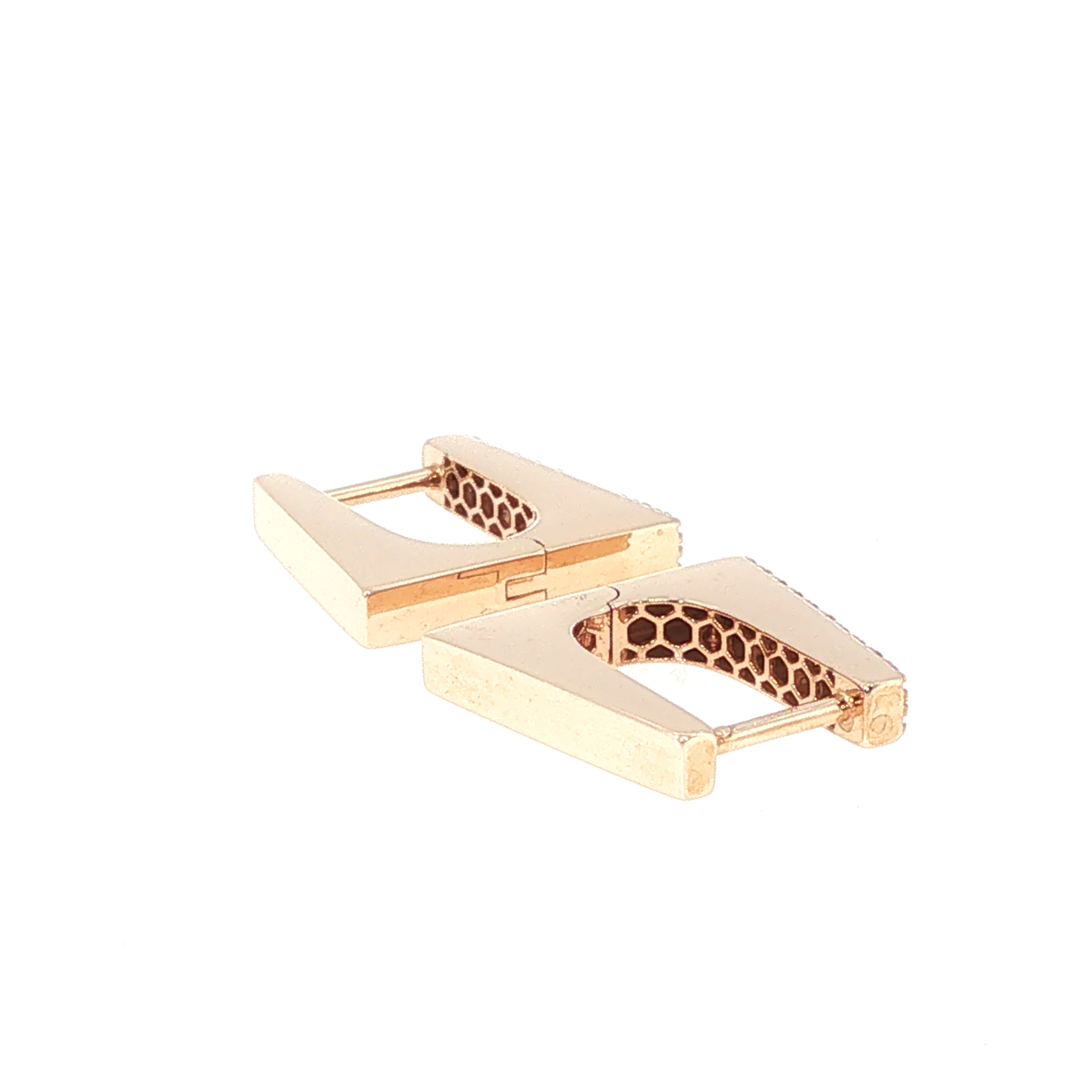 Diamond Pavé Geometric Hoop Earrings in Rose Gold