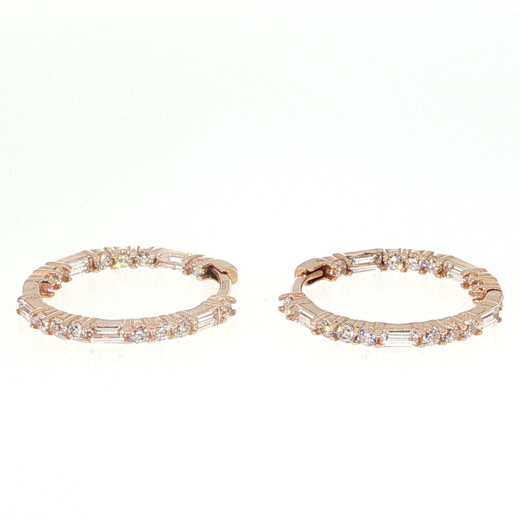 Diamond Hoop Earrings in Rose Gold
