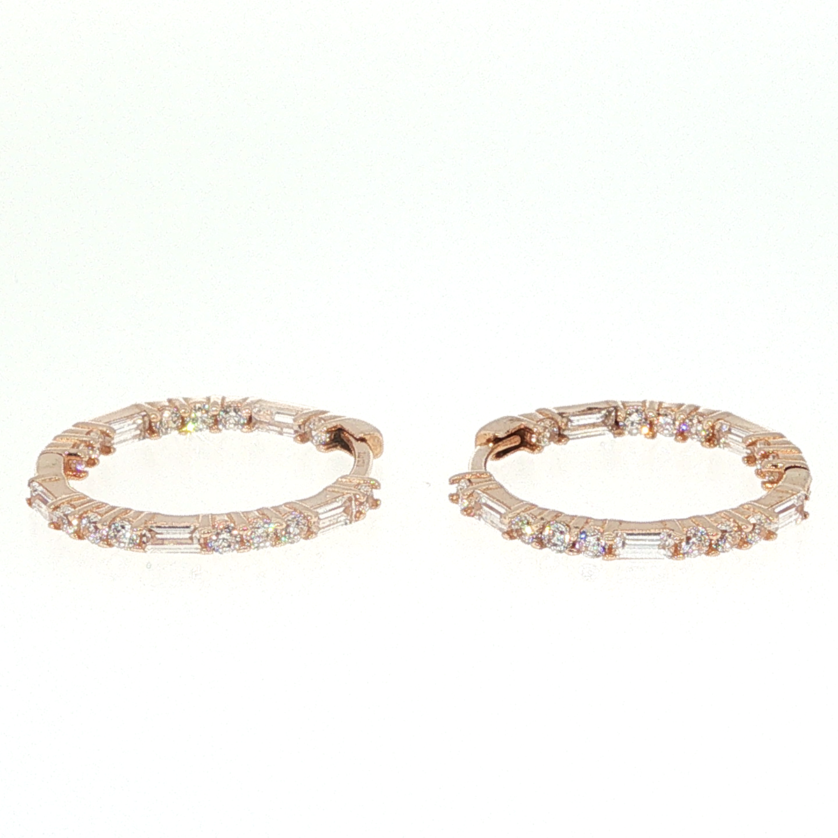 Diamond Hoop Earrings in Rose Gold