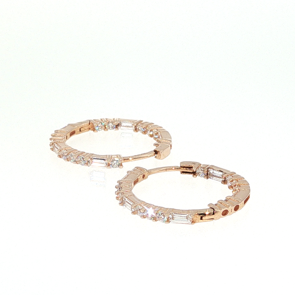 Diamond Hoop Earrings in Rose Gold
