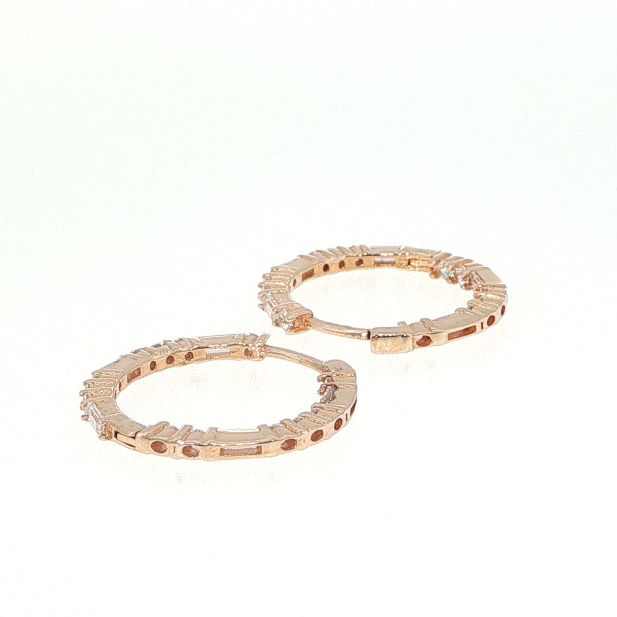 Diamond Hoop Earrings in Rose Gold