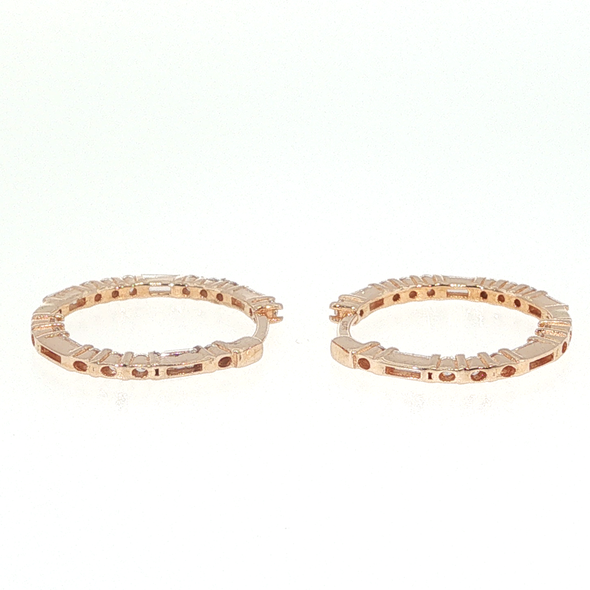 Diamond Hoop Earrings in Rose Gold