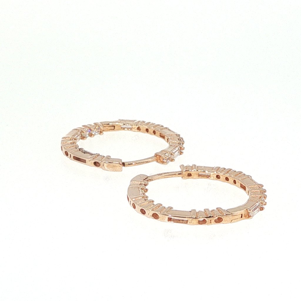Diamond Hoop Earrings in Rose Gold