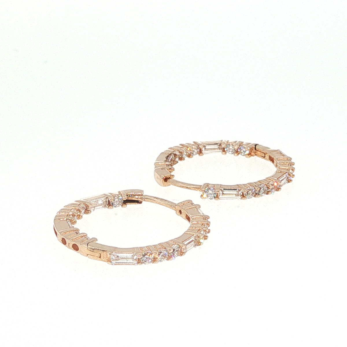 Diamond Hoop Earrings in Rose Gold