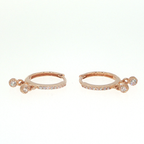 Rose Gold Diamond Dangle Hoop Earrings