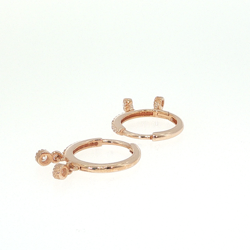 Rose Gold Diamond Dangle Hoop Earrings