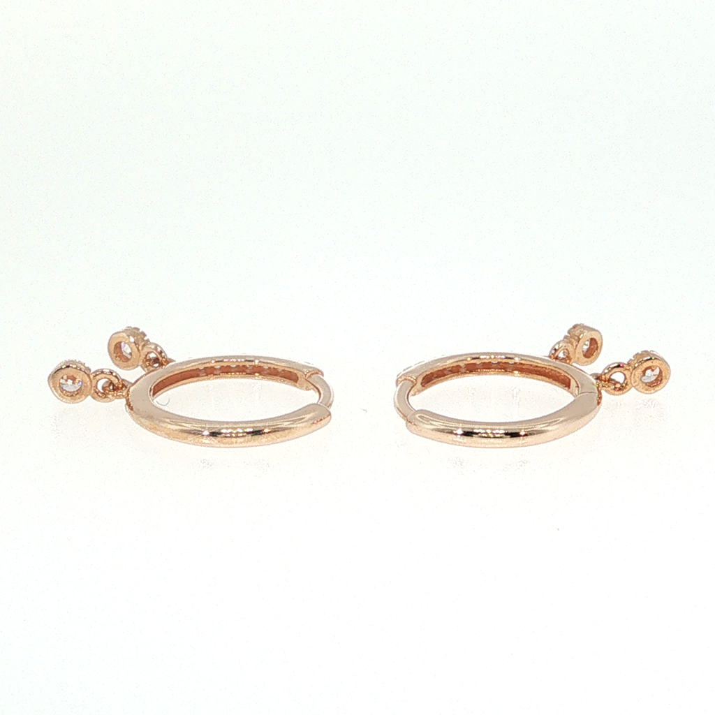 Rose Gold Diamond Dangle Hoop Earrings