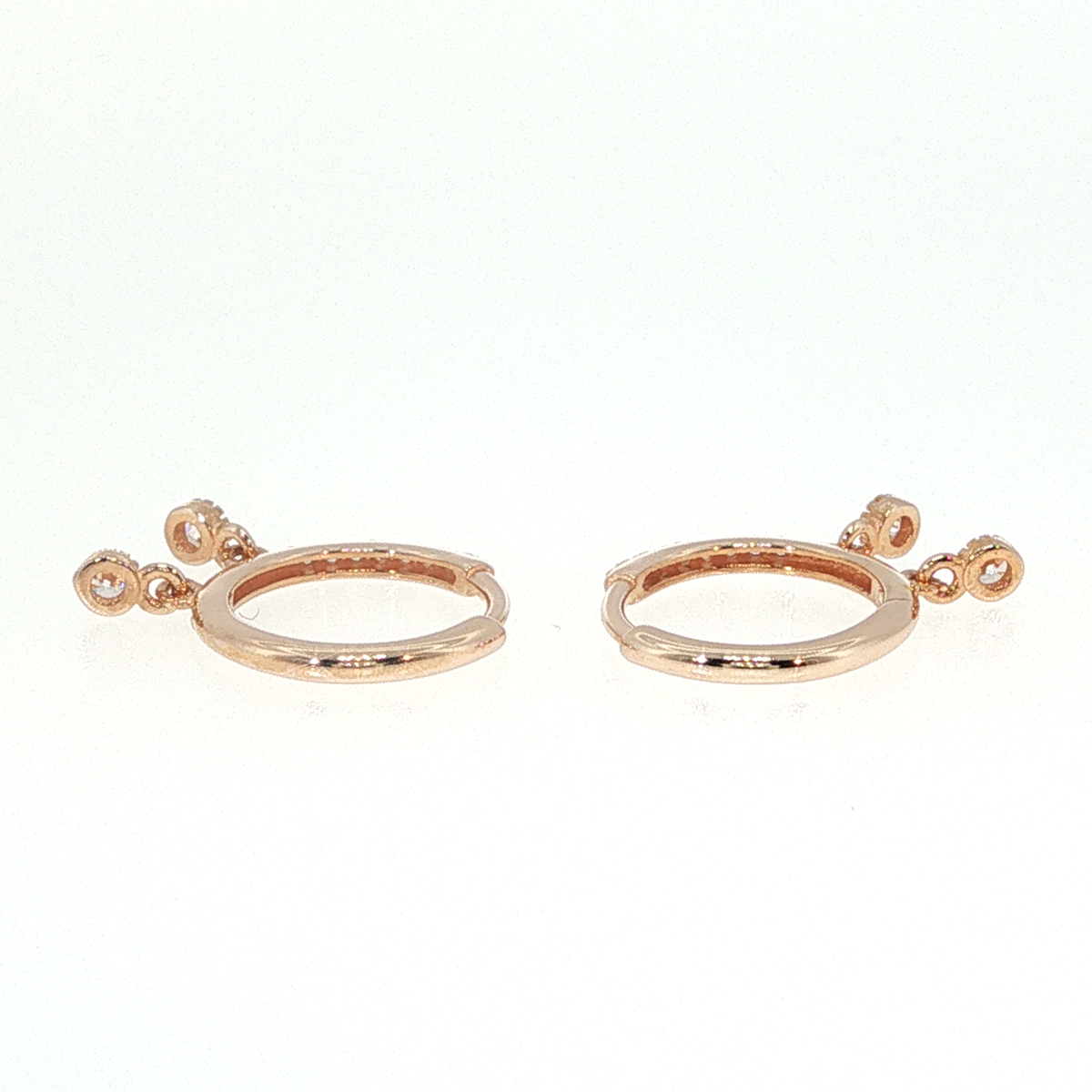 Rose Gold Diamond Dangle Hoop Earrings