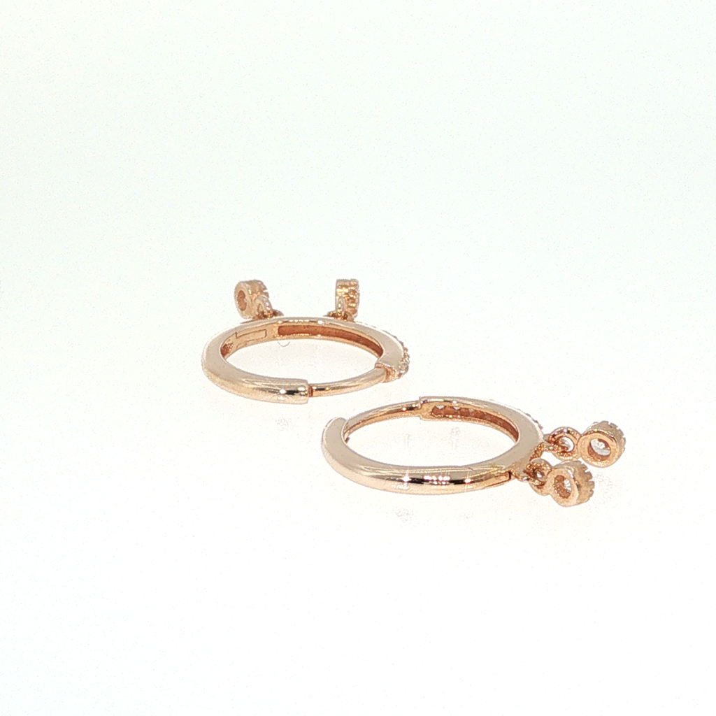 Rose Gold Diamond Dangle Hoop Earrings
