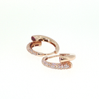 Rose Gold Huggie Hoop Earrings with Red Rubies