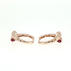Rose Gold Huggie Hoop Earrings with Red Rubies