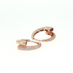Rose Gold Huggie Hoop Earrings with Red Rubies