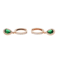 Pear-Cut Emerald Halo Drop Earrings in Rose Gold