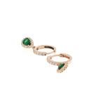 Pear-Cut Emerald Halo Drop Earrings in Rose Gold
