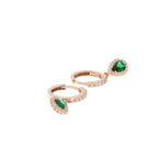 Pear-Cut Emerald Halo Drop Earrings in Rose Gold