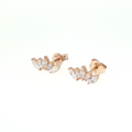 Rose Gold Marquise Diamond Curved Stud Earrings