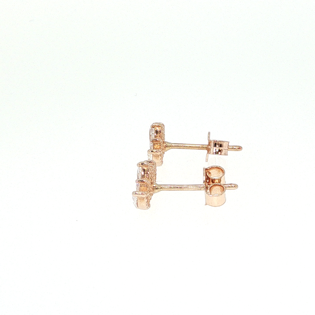 Rose Gold Marquise Diamond Curved Stud Earrings