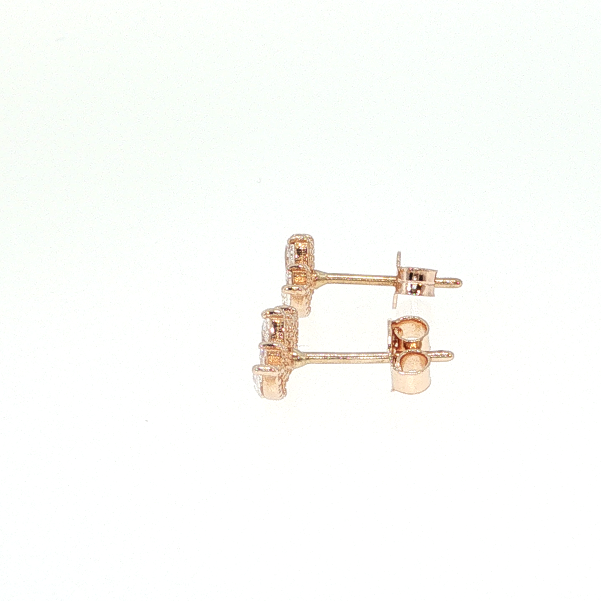 Rose Gold Marquise Diamond Curved Stud Earrings