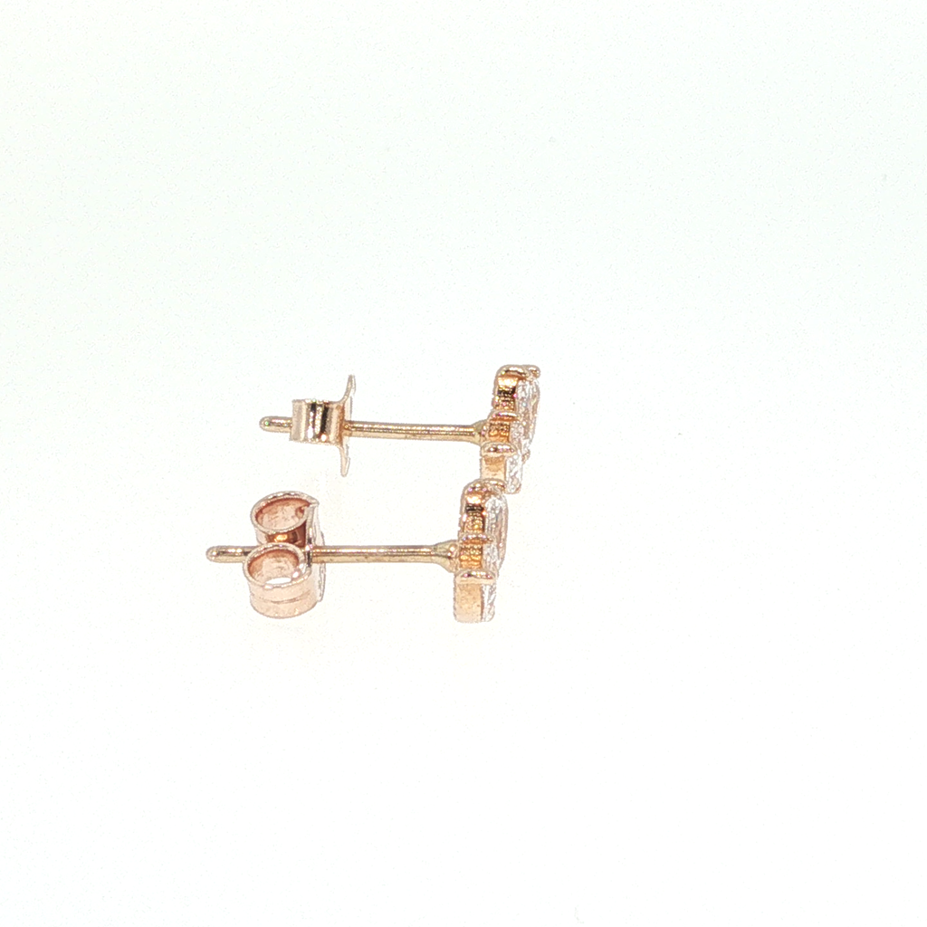 Rose Gold Marquise Diamond Curved Stud Earrings