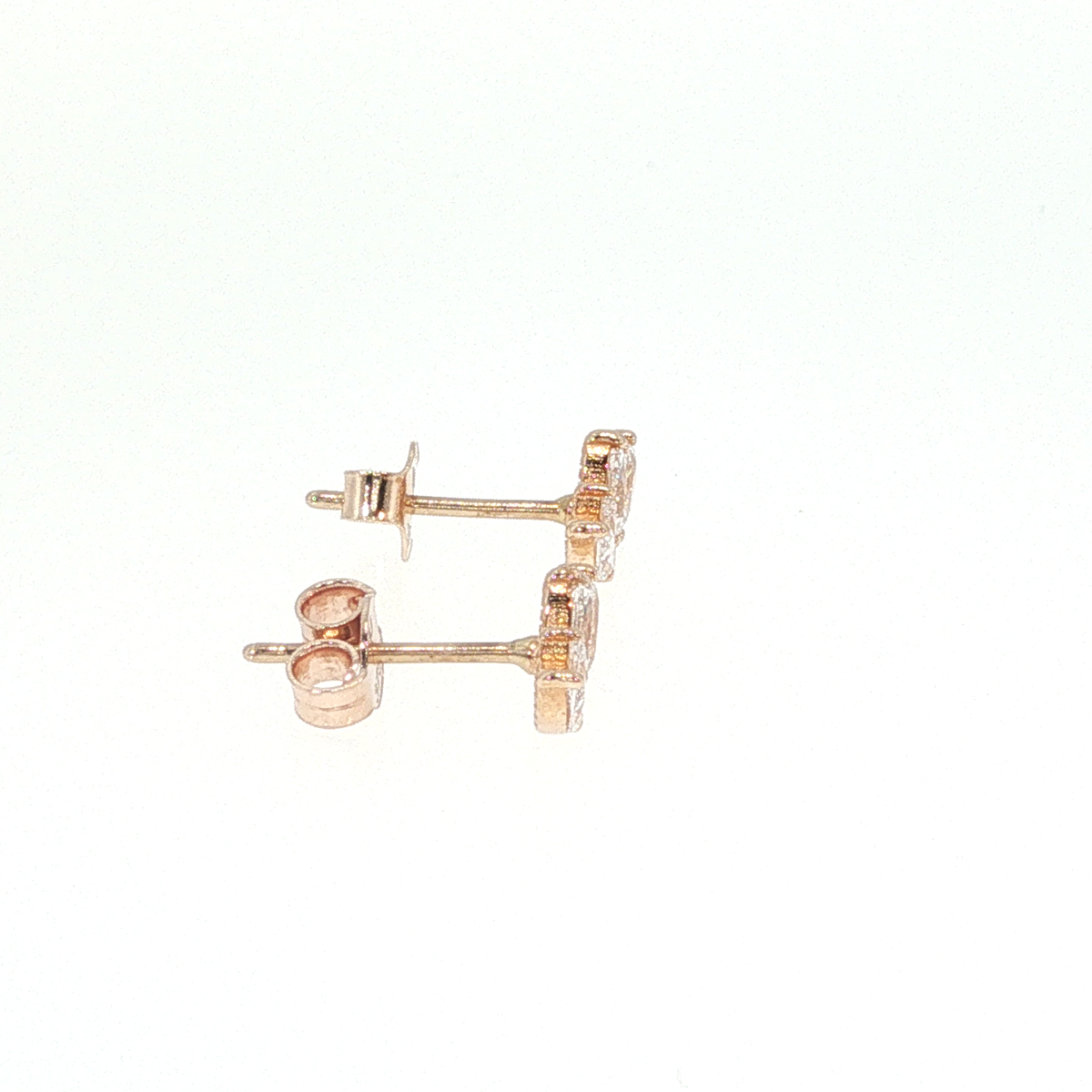 Rose Gold Marquise Diamond Curved Stud Earrings