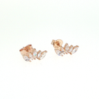 Rose Gold Marquise Diamond Curved Stud Earrings