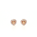 Diamond Halo Heart Stud Earrings in Rose Gold