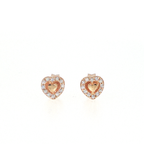Diamond Halo Heart Stud Earrings in Rose Gold