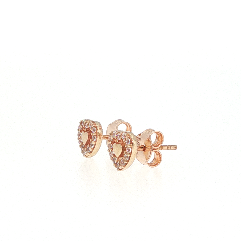 Diamond Halo Heart Stud Earrings in Rose Gold
