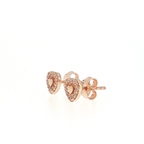 Diamond Halo Heart Stud Earrings in Rose Gold