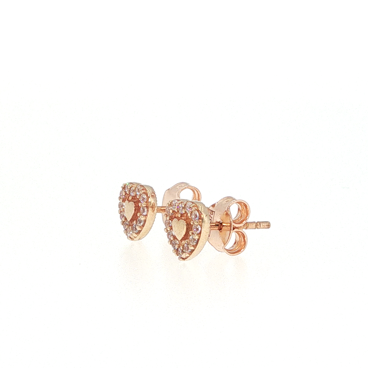 Diamond Halo Heart Stud Earrings in Rose Gold
