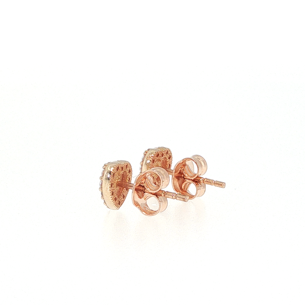 Diamond Halo Heart Stud Earrings in Rose Gold