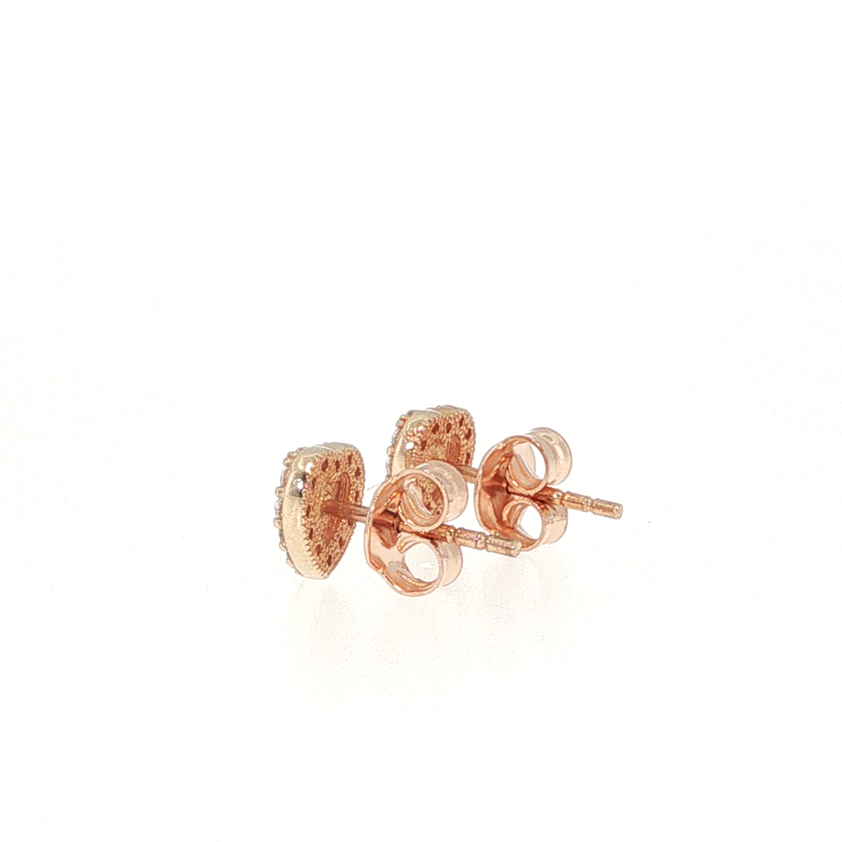 Diamond Halo Heart Stud Earrings in Rose Gold