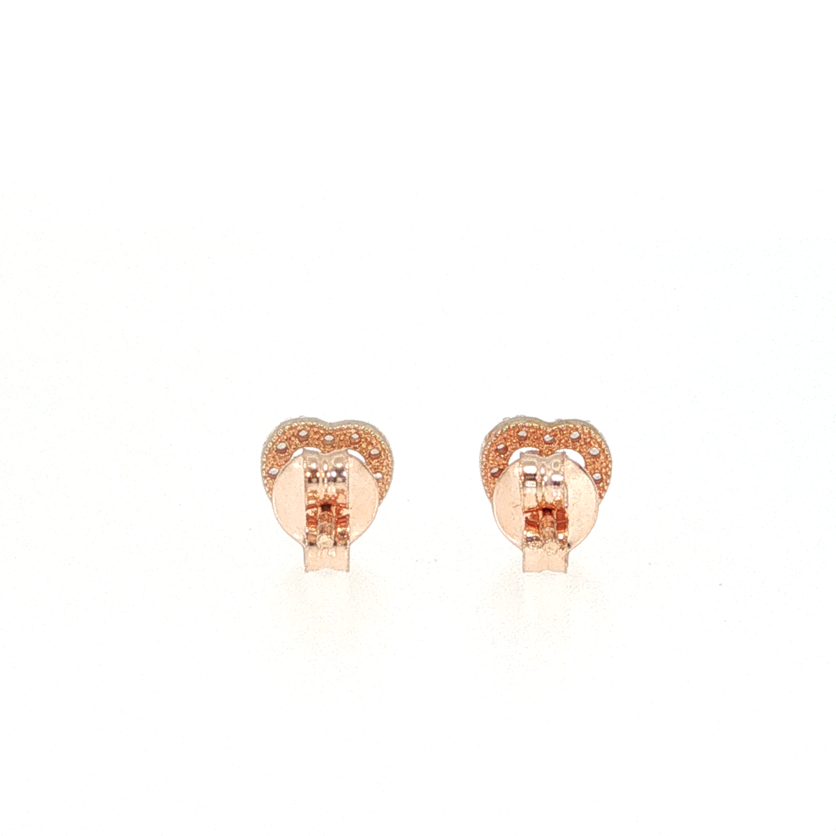 Diamond Halo Heart Stud Earrings in Rose Gold